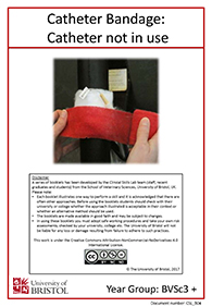 Clinical skills instruction booklet cover page, catheter not in use bandage